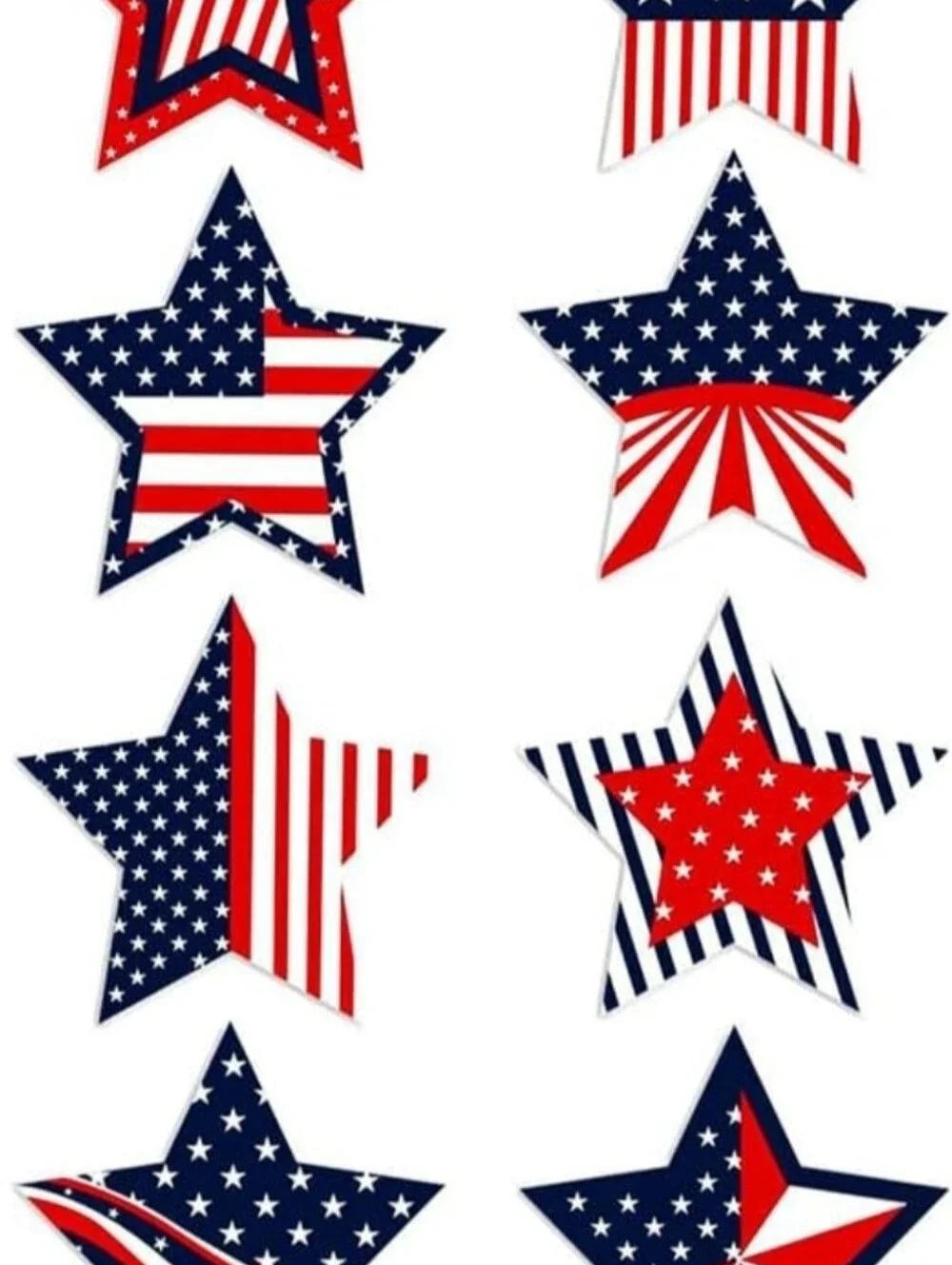 Patriotic Star Stickers (50)- Red White Blue Stars